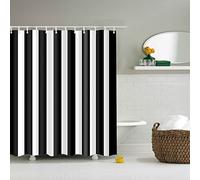 ZZDXW Shower Curtain Black White Stripes 120x180cm Bathroom Curtains Mould Proof Resistant Waterproof Wet Room Includes 12 Hooks