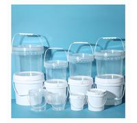 ZZDZW Bucket With Lid，10Pcs, Plastic Buckets，White/Transparent，Food Storage Containers With Lids,Capacity 150ml To 10 Litres，Plastic Storage Tub With Handle(Clear Round 750ml (11.2x11cm))