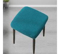 ZZDZW Dressing Table Stool Cover Velvets Elastic Stool Chair Seat Cover Stool Dust Cover Stretch Stool Cover Retro Square Stool Covers for Dining Room (Color : Bluestone blue, Size : 2pcs)