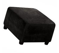 ZZDZW Square Ottoman Slipcover Velvet Small/Medium/Large Stretch Ottoman Cover Slipcover for Wingback Chair Stool Protector cover/Sofa Leather Storage Footstool (Color : Black, Size : 62-76cm)