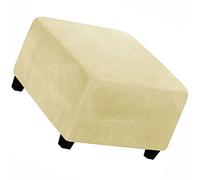ZZDZW Square Ottoman Slipcover Velvet Small/Medium/Large Stretch Ottoman Cover Slipcover for Wingback Chair Stool Protector cover/Sofa Leather Storage Footstool (Color : Beige, Size : 33-45cm)