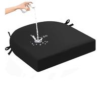 ZZDZW U Shaped Chair Cushion 5cm Thick Waterproof Seat Pad with Fixed Ties, Washable Foam Cushion for Indoor Outdoor Kitchen Dining Office Garden Stool(Black,40x40 cm)