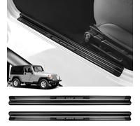 ZZEQYG 2 Pcs Front Door Sill Protector for 1997-2006 Jeep Wrangler TJ Scratch-Resistant Car Door Edge Guards Stainless Steel Interior Accessories(Black Brushed)