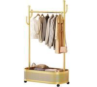 ZzERTE Clothes Rack With Storage Shelves And Coat/Hat Hooks,Heavy-Duty Metal Garment Rack,Hanging Clothes,Freestanding Clothing Racks(Gold,80cm/31.5in)