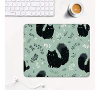 ZZGBDWOU Mouse Pad with Stitched Edge, Non-Slip Rubber Base, Smooth-Textured Surface and Waterproof Mousepad for Computers, Laptop, Office and Home, 15 x 20 cm, Black & Cat XS#1044