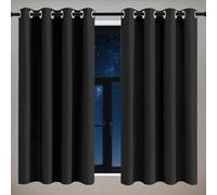 ZZGZZG Blackout Curtains for Living Room 115 x 170 cm Thermal Insulated Soundproof Eyelet Window Curtains for Living Room for Bedroom, Black