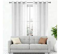 ZZGZZG Semi Sheer Curtains 400 x 220 cm Light Filtering Panels Semi Transparent Window Treatment Smooth Elegant for Living Room Kitcken Bedroom, White