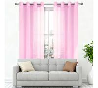 ZZGZZG Semi Sheer Curtains 400 x 350 cm Light Filtering Panels Semi Transparent Window Treatment Smooth Elegant for Living Room Kitcken Bedroom, Pink