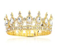 ZZHBOO 1 Crown, Elegant Baroque Tiara with Crystal Rhinestones, Retro Design for Wedding Bride, Princess, Festive Events and Costume Party, in Gold / White