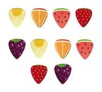 ZZHBOO 10 Pieces Guitar Picks Fruit Pattern, Medium 0.71mm, Beige, Celluloid, Obst, For Electric, Acoustic, Classical, Bass, Banjo, Ukulele