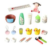 ZZHBOO 19 Pieces Mini Bathroom Set Resin Toy Multicolor 2cm for Dollhouse Diorama Model Making and Bathroom Scenery