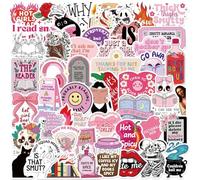 ZZHBOO 50 Graffiti Stickers, Book Lovers Smut Sticker Set, Waterproof Vinyl Decoration for Laptop, Guitar Case, Travel Bag, Notebook and More, Multicoloured