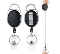ZZHBOO Pack of 2 oval pull tab, extendable key ring and card holder, for ID, keys, ID cards and outdoor equipment