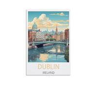 ZZHHEGN Dublin Ireland Vintage Travel Poster 12x18inch(30x45cm) Canvas Art Poster And Wall Art Picture Print Modern Family Bedroom Decor Posters