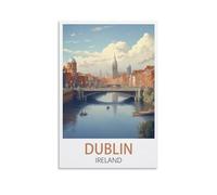 ZZHHEGN Dublin Ireland Vintage Travel Poster 16x24inch(40x60cm) Canvas Art Poster And Wall Art Picture Print Modern Family Bedroom Decor Posters