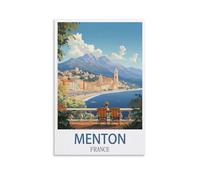ZZHHEGN Menton France Vintage Travel Poster 20x30inch(50x75cm) Canvas Art Poster And Wall Art Picture Print Modern Family Bedroom Decor Posters