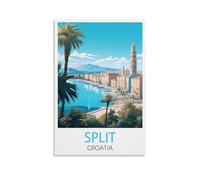ZZHHEGN Split Croatia Vintage Travel Poster 12x18inch(30x45cm) Canvas Art Poster And Wall Art Picture Print Modern Family Bedroom Decor Posters