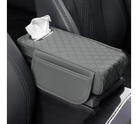 ZZHIOJNK Car Center Console Pad for Audi Q6 e-tron 2024 2025, Console Armrest Protector Cover with Pocket Tissue Box Hole Car Accessories,Grey
