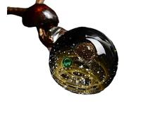 ZZHIWEENHUJPOD Cosmic Glass Pendant Nebula Element Necklace Birthday Gift Starry Sky Ball Tanabata Valentine's Day Christmas (Gold wire double beads 1)