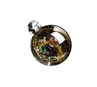 ZZHIWEENHUJPOD Cosmic Glass Pendant Nebula Element Necklace Birthday Gift Starry Sky Ball Tanabata Valentine's Day Christmas (Golden Sands Double Beads)