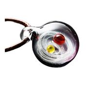 ZZHIWEENHUJPOD Cosmic Glass Pendant Nebula Element Necklace Birthday Gift Starry Sky Ball Tanabata Valentine's Day Christmas (Silver wire double ball 2)