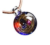 ZZHIWEENHUJPOD Cosmic starry sky glass beads starry sky glass pendant beads handmade jewelry personality necklace (Satellites of the Heart)