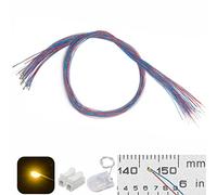 ZZHOB 25pcs Pre-Wired Micro LED Pre-soldered 0402 SMD LEDs(No Need Resistor) + Battery Holder & Connector for Beginner Model Building (Yellow, 25pcs)