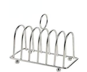 zzhugyin 6 Slice Toast Bread Holder,Stainless Steel Bread Rack,Toast Rack English Style with Ball Feet and Loop Carry Handle for Buffet Breakfast Lunch Dinner and Toast