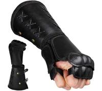 zzhugyin Gauntlet Wristband,Retro Medieval Leather Arm Cuff Armor, Leather Gauntlet, Bracer Arm Armor Cuff, Strong and Durable, Arm Defense Bracers for Winter/Fall Wear (Black)