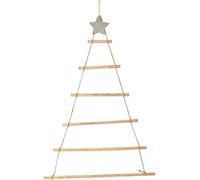 zzhugyin Wood Ladder Tree with Star, Wooden Branch Ladder,Wall Hanging Twig Tree Christmas Decoration Wooden Hanging Ornaments (Wood)
