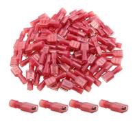 ZZHXSM 100PCS AWG22-16 Red Nylon Female Butt Terminals Quick Disconnect Insulated Wire Crimp Connectors Industrial Electrical Wiring Connecting