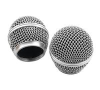 ZZHXSM 2PCS Microphone Ball Grid Head Silver 51x31mm Replacement Steel Tennis Ball Head Metal Microphone Accessory Corded Microphone Accessory for Gig Recording Live Broadcast Providing Audio