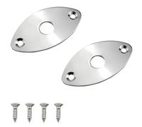 ZZHXSM 2PCS Oval Electric Guitar Jack Cover Plate With 4 Screws Silver 1.94x1.05 inch Bass Jack Cover Plate Stopper Metal Jack Socket Plate For Electric Guitar Bass