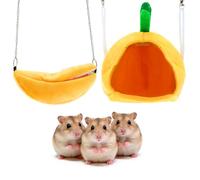 ZZHXSM 2PCS Yellow Cotton Fleece Hamster Hammock Bed with Rope and Hook House Banana and Pineapple Shape Small Pet Houses