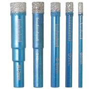 ZZHXSM 5PCS Diamond Dry Drill Bit Set 3/16 15/64 5/16 13/32 1/2 inch Round Hole Saw Core Drill Bits Multi Function Glass Drill Bits for Tile Stone Granite Marble