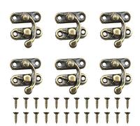 ZZHXSM 6Set Mini Swing Arm Clasp Latch Vintage Style Left Right Toggle Hasp Hook Metal Catch Curved Buckle with 24 Screws for Suitcase Jewelry Box 27x23mm Bronze
