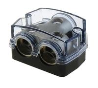 ZZHXSM Dual-Channel Amplifier Power Ground Distributor, 0 Gauge Input 0 Gauge Output Amplifier Distributor Splitter, for Car Boat Audio Systems (1 Input 2 Output)