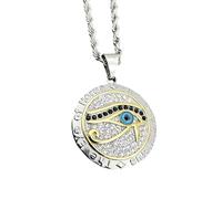 ZZHYGM 925 Sterling Silver Ancient Egypt Amulet Horus Men Women, Classic AllASeeing A Shiny CZ Eye Ra Illuminati Necklace for Halloween Christmas