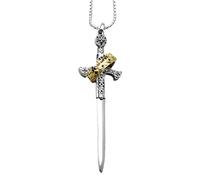 ZZHYGM 925 Sterling Silver European Style Men, Shiny CZ Pendant Katana A Vintage Dagger Women, Master Sword Necklace for