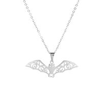 ZZHYGM 925 Sterling Silver for Men and Women, Hollow Pattern Gothic Necklace, Hip Hop Rock Vintage, Punk Bat Wings Cosplay Anime