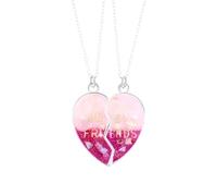 ZZHYGM 925 Sterling Silver Magnetic for Women Men Half Lover Heart Best Friend Pendant Magnetism Couple Link Necklace,