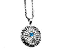 ZZHYGM 925 Sterling Silver Men Women Punk Rock for AllASeeing Eyes A Unisex Ra Illuminati Eye of Horus Pendant Necklace