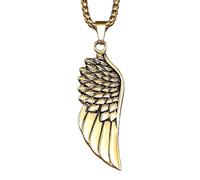 ZZHYGM 925 Sterling Silver Punk HipHop Women 14K Gold Plated Wing A Celtic Nordic Wings Necklace Pendant, Angel Necklaces For Men Birthday Valentine Gifts