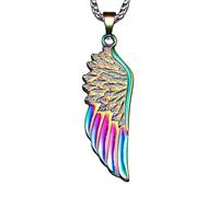 ZZHYGM 925 Sterling Silver Punk HipHop Women 14K Gold Plated Wing A Celtic Nordic Wings Necklace Pendant, Angel Necklaces For Men Birthday Valentine Gifts