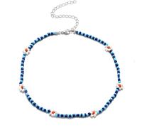 ZZHYGM 925 Sterling Silver Women And Summer Boho Korea Lovely Flowers Colorful Beaded Charm Statement Short Collar Choker Vacation, Daisy Necklace For Girls