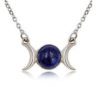 ZZHYGM Crystal Birthstone Triple Goddess Women Men Dianty Crescent Moon Phase Healing Chakra s Birthday Gifts Mother Sister Friends Jewelry for girls