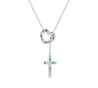 ZZHYGM Delicate 925 Sterling Silver for Women Girls Shiny CZ Religious A Faith Necklace with Heart and Cross Gothic Punk Catholic