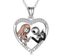 ZZHYGM for Men 925 Sterling Silver Crystal Skull Pendant Love Evil Demon Heart Hip Hop Punk Bohemian Memento Mori Necklace Pirate Locket