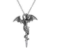 ZZHYGM for Men 925 Sterling Silver Vintage Charm Pterosaur A Ali Deep Carving Sword Pendant Islam Dagger Gothic Cross Knife Necklace
