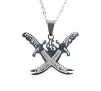ZZHYGM for Men 925 Sterling Silver Vintage Charm Pterosaur A Ali Deep Carving Sword Pendant Islam Dagger Gothic Cross Knife Necklace